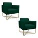 Kit 2 Poltronas Decorativas Base Industrial X Dourada Maressa S23 Suede Verde - Ibiza