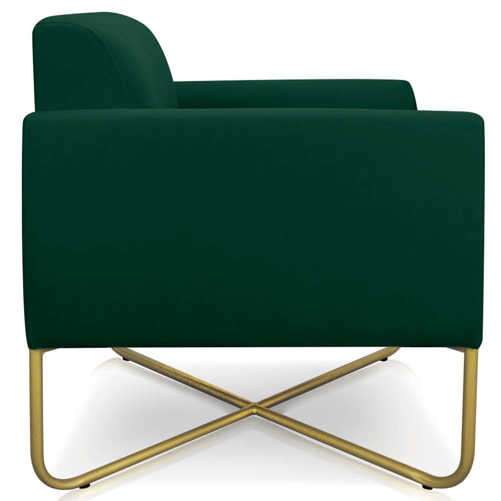 Kit 2 Poltronas Decorativas Base Industrial X Dourada Maressa S23 Suede Verde - Ibiza