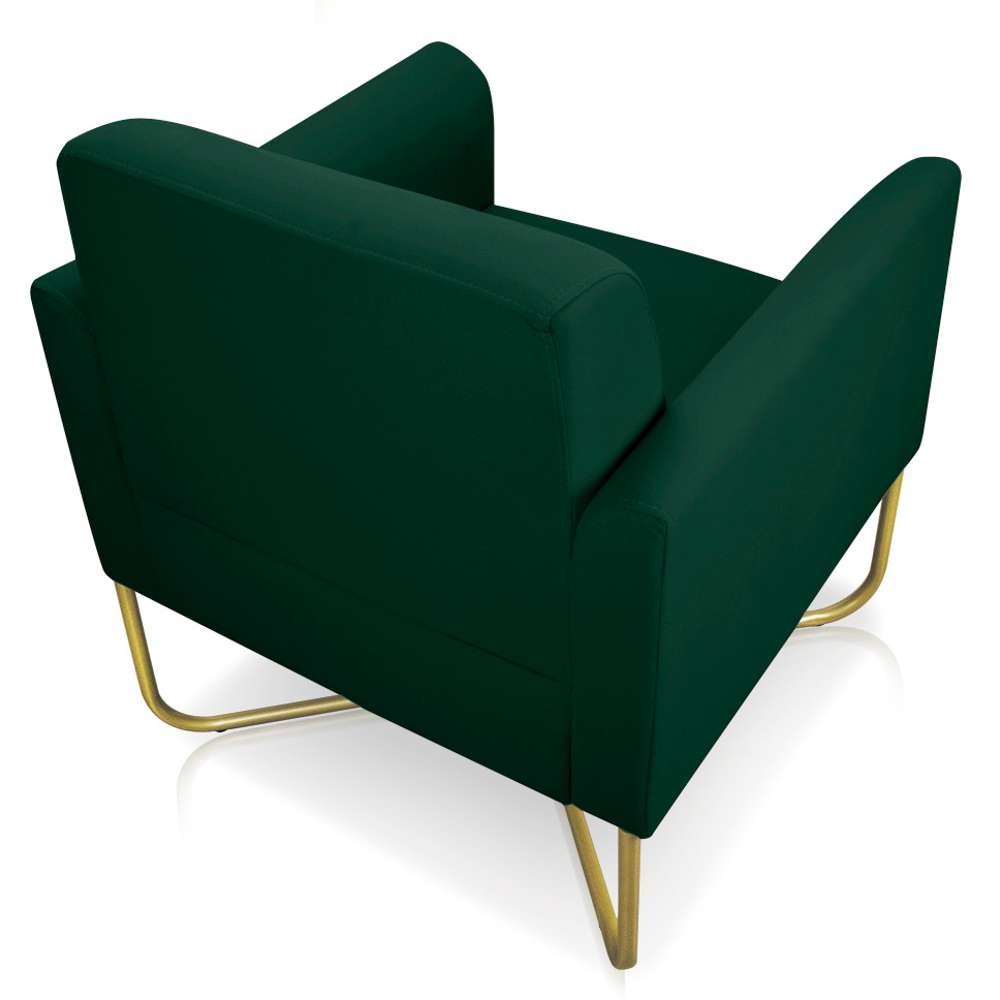Kit 2 Poltronas Decorativas Base Industrial X Dourada Maressa S23 Suede Verde - Ibiza