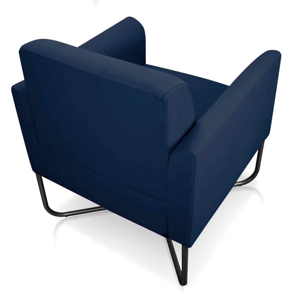Kit 2 Poltronas Decorativas Base Industrial X Preta Maressa S01 Suede Azul Marinho - Ibiza