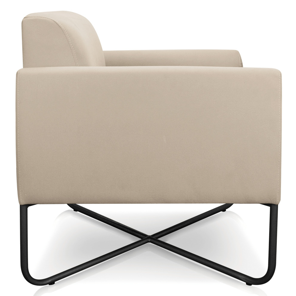 Kit 2 Poltronas Decorativas Base Industrial X Preta Maressa S03 Suede Bege - Ibiza