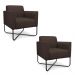 Kit 2 Poltronas Decorativas Base Industrial X Preta Maressa S06 Suede Marrom - Ibiza