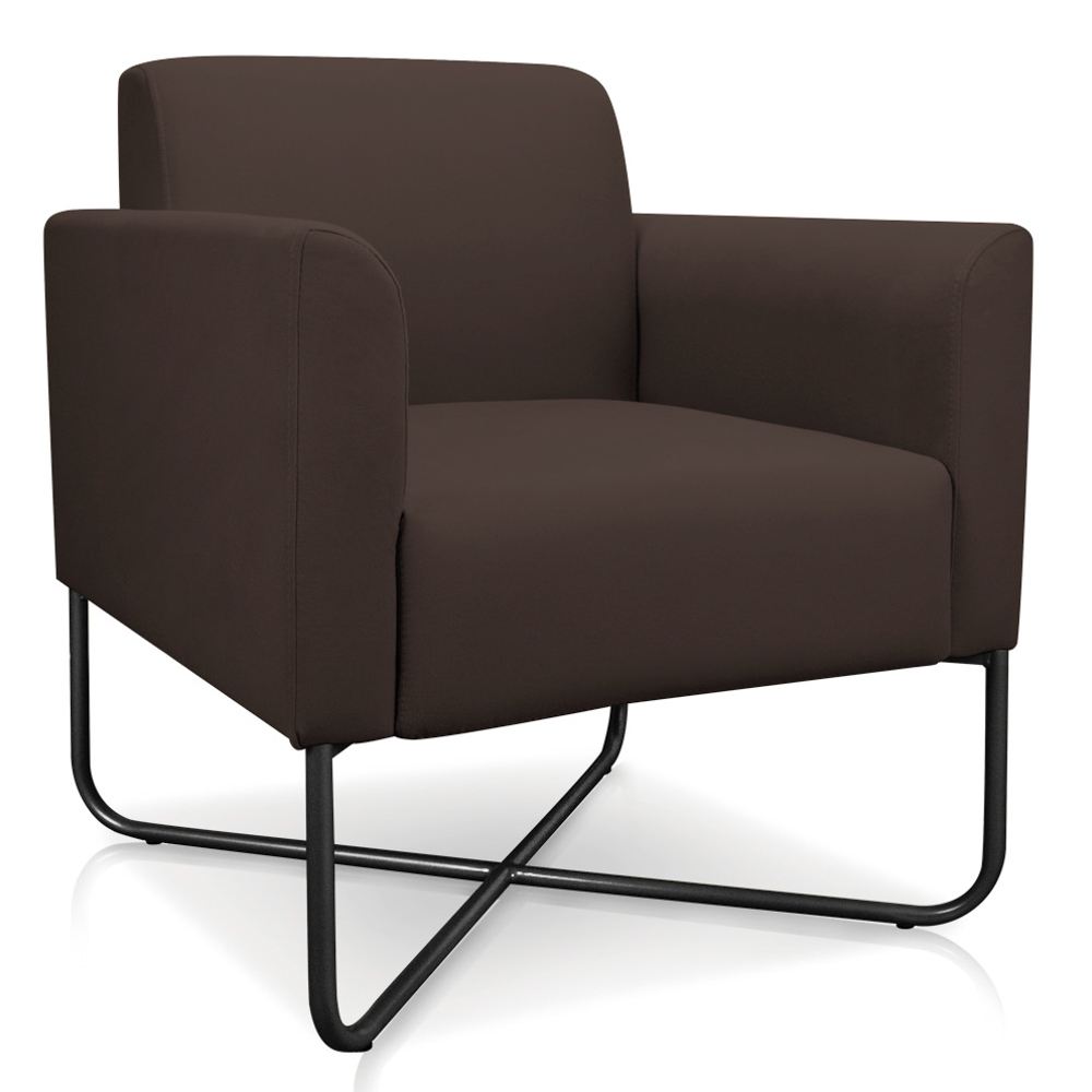 Kit 2 Poltronas Decorativas Base Industrial X Preta Maressa S06 Suede Marrom - Ibiza