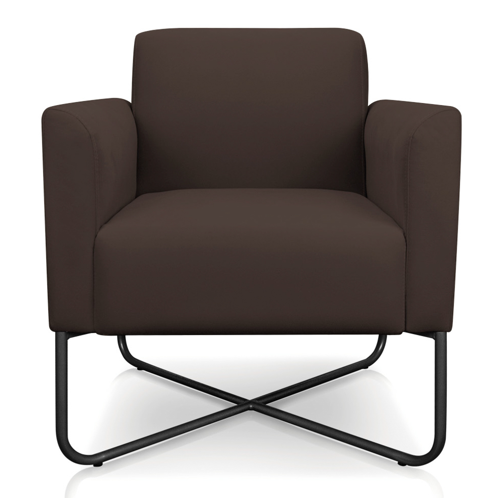 Kit 2 Poltronas Decorativas Base Industrial X Preta Maressa S06 Suede Marrom - Ibiza