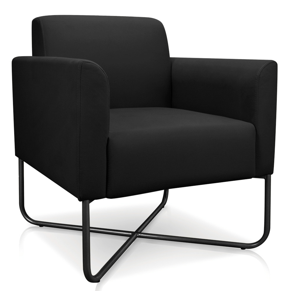 Kit 2 Poltronas Decorativas Base Industrial X Preta Maressa S07 Suede Preto - Ibiza
