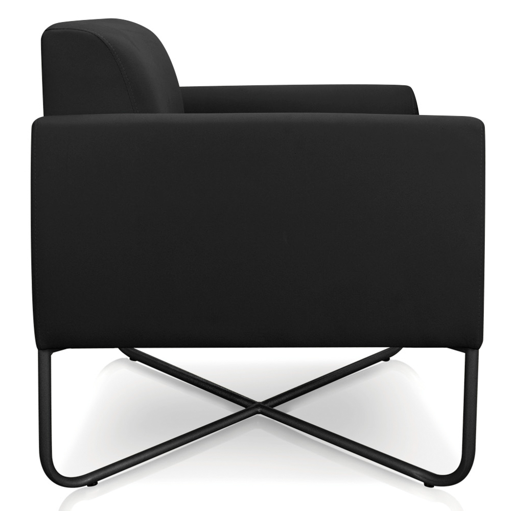 Kit 2 Poltronas Decorativas Base Industrial X Preta Maressa S07 Suede Preto - Ibiza