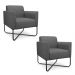 Kit 2 Poltronas Decorativas Base Industrial X Preta Maressa S08 Suede Grafite - Ibiza