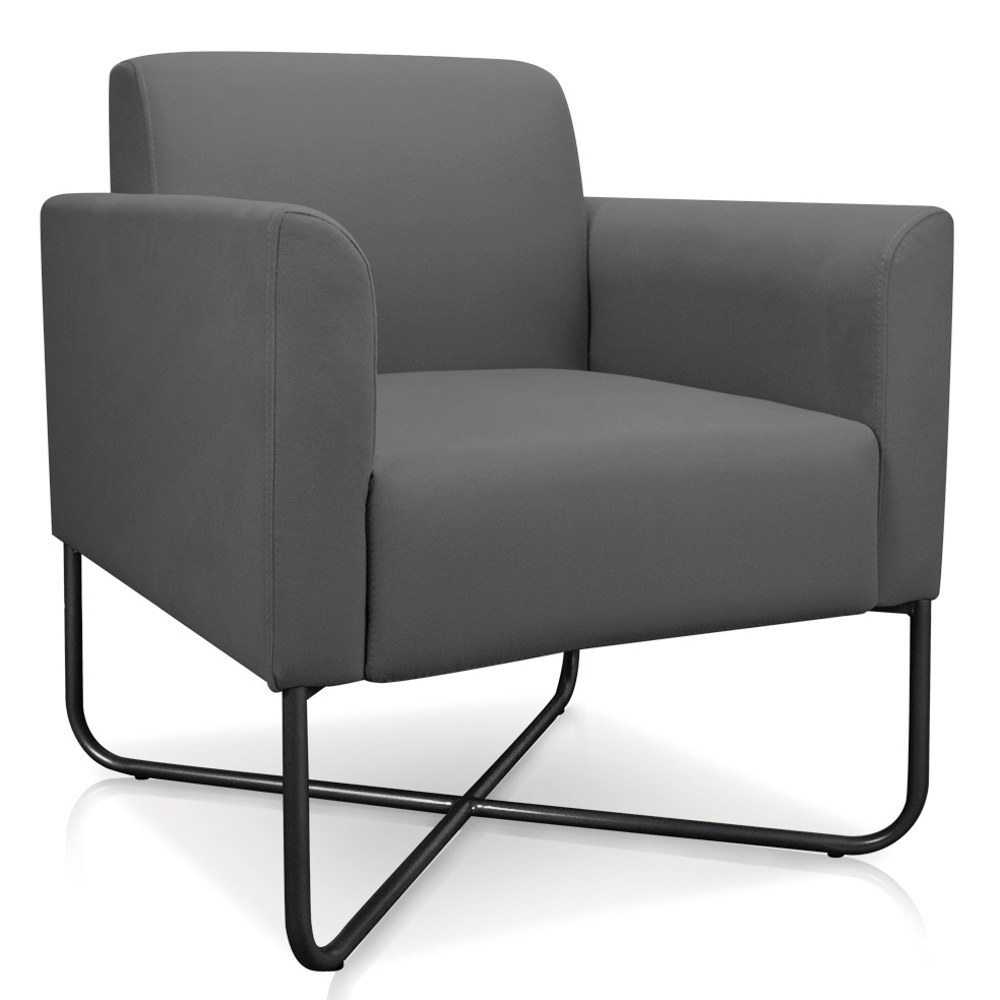 Kit 2 Poltronas Decorativas Base Industrial X Preta Maressa S08 Suede Grafite - Ibiza