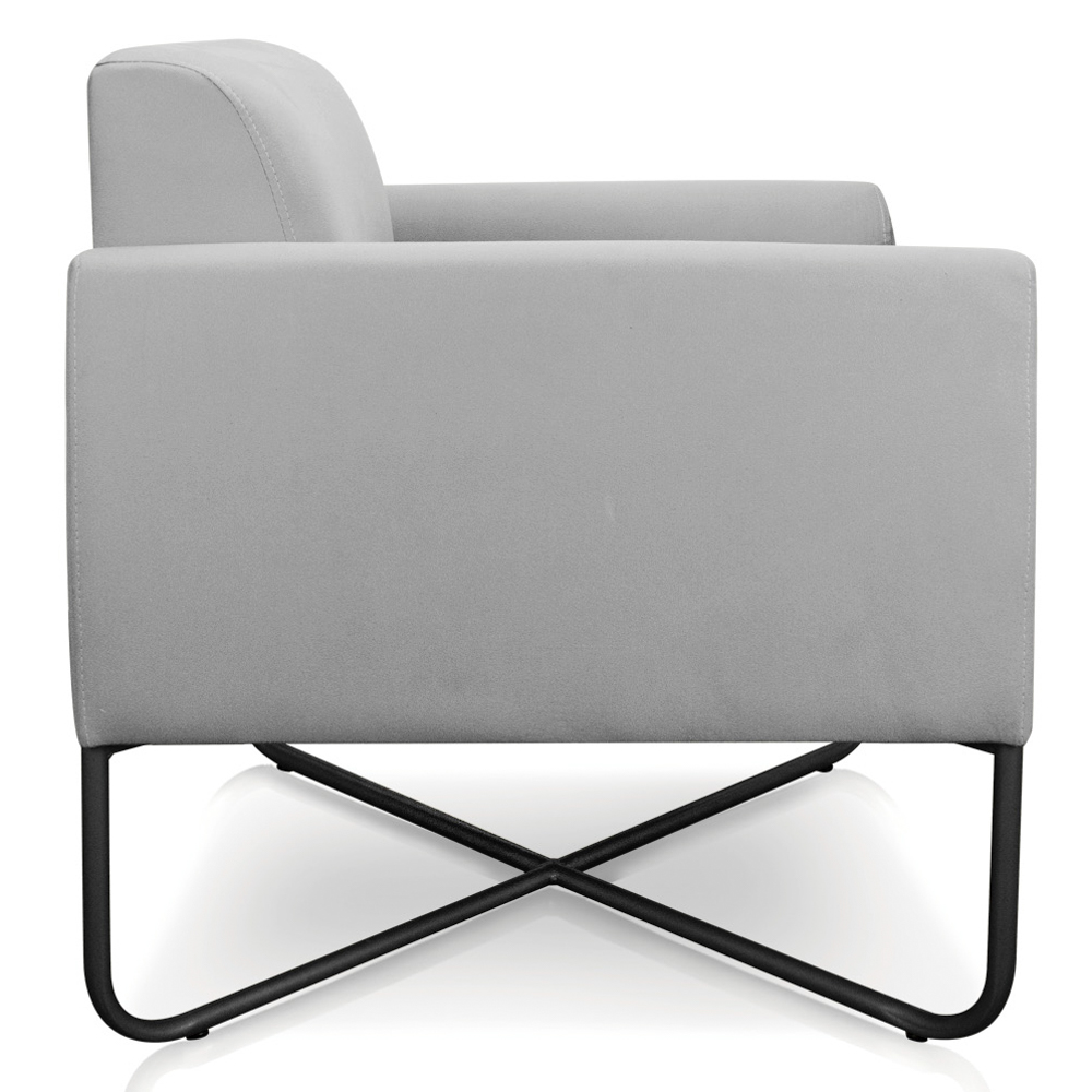 Kit 2 Poltronas Decorativas Base Industrial X Preta Maressa S10 Suede Cinza - Ibiza