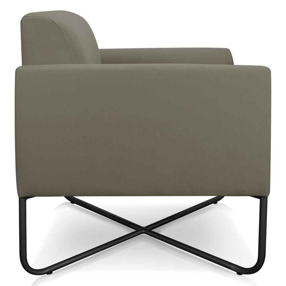Kit 2 Poltronas Decorativas Base Industrial X Preta Maressa S12 Suede Marrom Rato - Ibiza