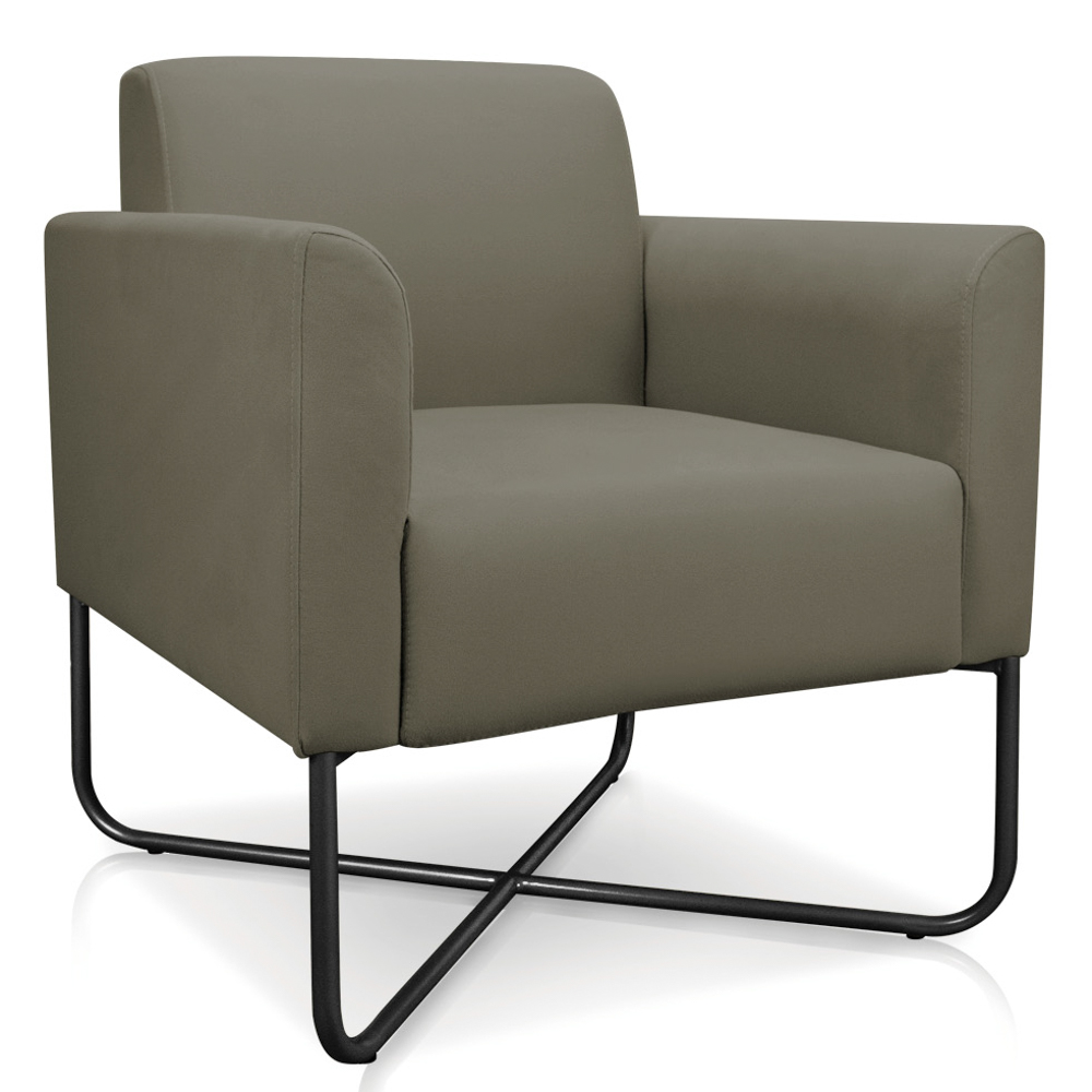 Kit 2 Poltronas Decorativas Base Industrial X Preta Maressa S12 Suede Marrom Rato - Ibiza
