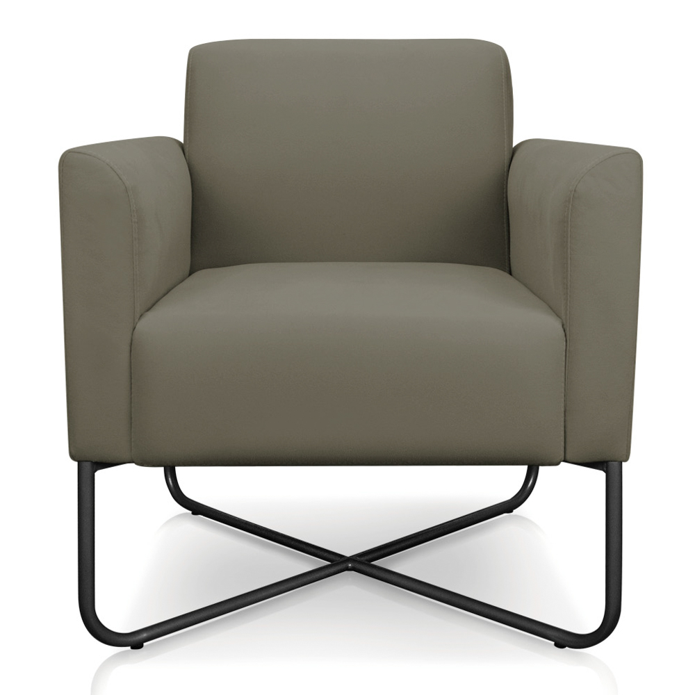 Kit 2 Poltronas Decorativas Base Industrial X Preta Maressa S12 Suede Marrom Rato - Ibiza