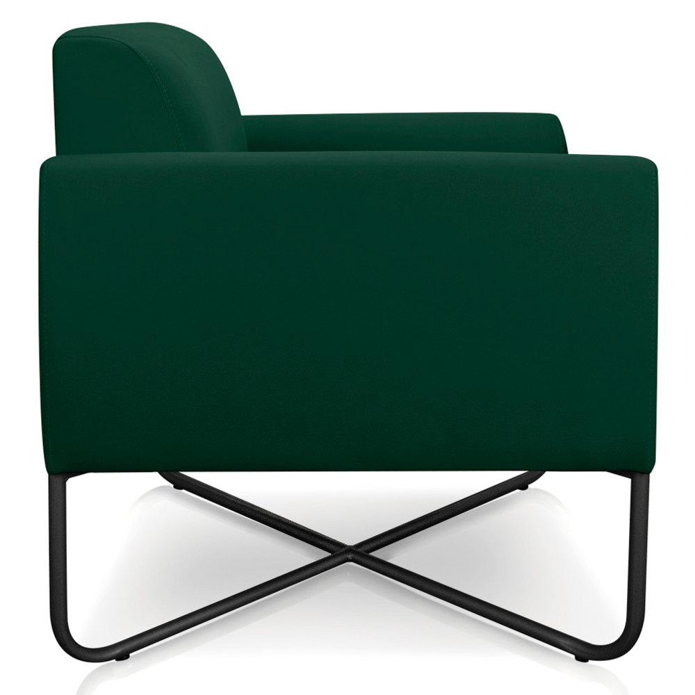 Kit 2 Poltronas Decorativas Base Industrial X Preta Maressa S23 Suede Verde - Ibiza