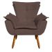 Kit 2 Poltronas Decorativas Pés Palito com Puff Opla Suede Marrom - Ibiza