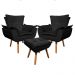 Kit 2 Poltronas Decorativas Pés Palito com Puff Opla Suede Preto - Ibiza