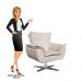 Kit 2 Poltronas Decorativas Sala de Estar Base Giratória Cromada Opla Suede Bege - Ibiza