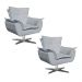 Kit 2 Poltronas Decorativas Sala de Estar Base Giratória Cromada Opla Suede Cinza - Ibiza