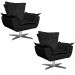 Kit 2 Poltronas Decorativas Sala de Estar Base Giratória Cromada Opla Suede Preto - Ibiza