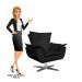 Kit 2 Poltronas Decorativas Sala de Estar Base Giratória Cromada Opla Suede Preto - Ibiza