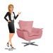 Kit 2 Poltronas Decorativas Sala de Estar Base Giratória Cromada Opla Suede Rose - Ibiza