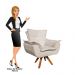 Kit 2 Poltronas Decorativas Sala de Estar Base Giratória Madeira Opla Suede Bege - Ibiza
