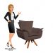 Kit 2 Poltronas Decorativas Sala de Estar Base Giratória Madeira Opla Suede Marrom - Ibiza