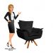 Kit 2 Poltronas Decorativas Sala de Estar Base Giratória Madeira Opla Suede Preto - Ibiza