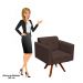 Kit 2 Poltronas Decorativas Sala de Estar Base Madeira Giratória Ana Suede Marrom - Ibiza
