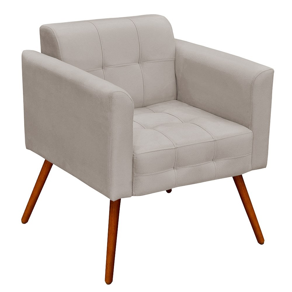 Kit 2 Poltronas Decorativas Sala de Estar Pés Palito Ana Suede Bege - Ibiza