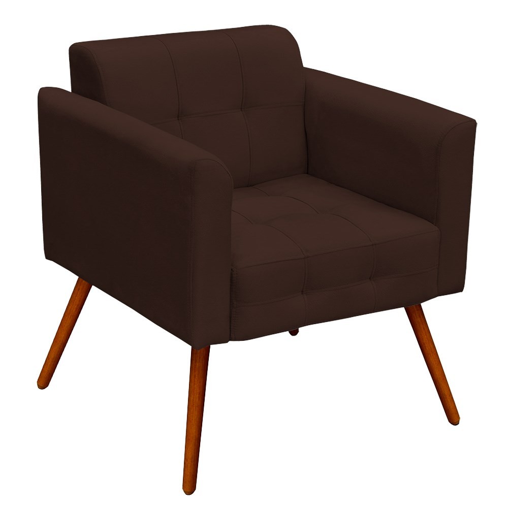 Kit 2 Poltronas Decorativas Sala de Estar Pés Palito Ana Suede Marrom - Ibiza