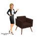 Kit 2 Poltronas Decorativas Sala de Estar Pés Palito Ana Suede Marrom - Ibiza