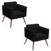 Kit 2 Poltronas Decorativas Sala de Estar Pés Palito Ana Suede Preto - Ibiza