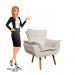 Kit 2 Poltronas Decorativas Sala de Estar Pés Palito Opla Suede Bege - Ibiza