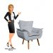 Kit 2 Poltronas Decorativas Sala de Estar Pés Palito Opla Suede Cinza - Ibiza