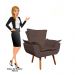 Kit 2 Poltronas Decorativas Sala de Estar Pés Palito Opla Suede Marrom - Ibiza