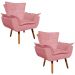 Kit 2 Poltronas Decorativas Sala de Estar Pés Palito Opla Suede Rose - Ibiza