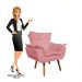 Kit 2 Poltronas Decorativas Sala de Estar Pés Palito Opla Suede Rose - Ibiza