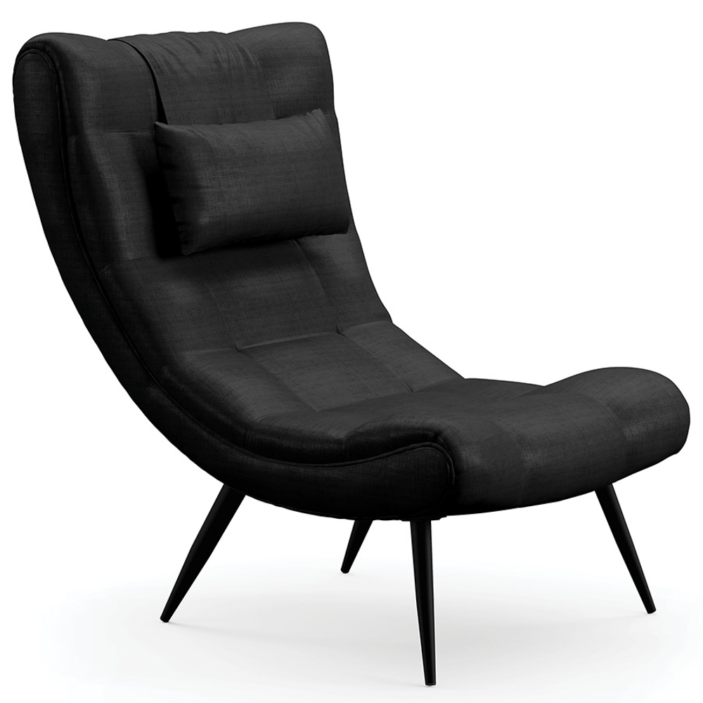 Kit 2 Poltronas Decorativas Sala de Estar com Almofada e Pés Palito Lord Facto Dunas Preto - Ibiza