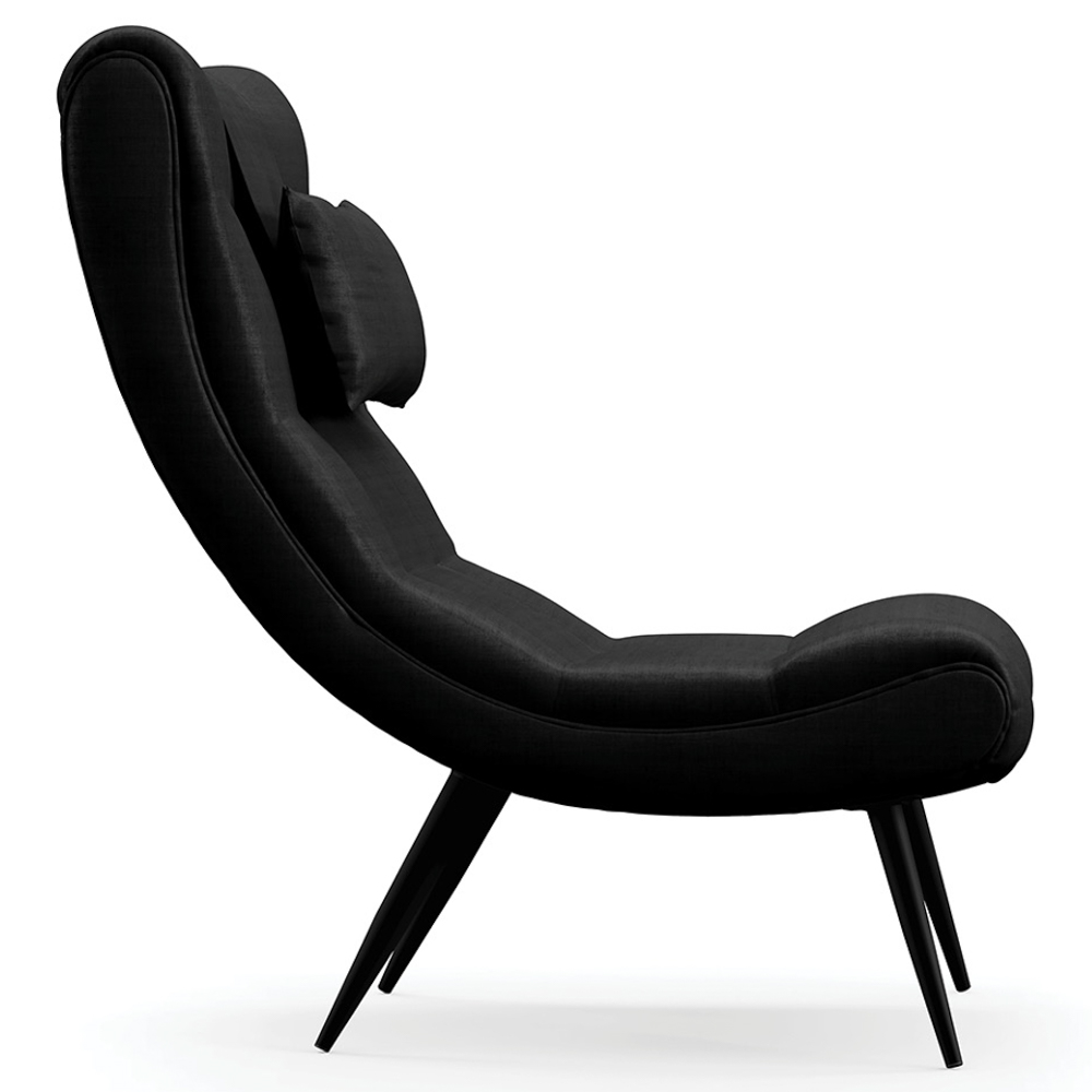 Kit 2 Poltronas Decorativas Sala de Estar com Almofada e Pés Palito Lord Facto Dunas Preto - Ibiza