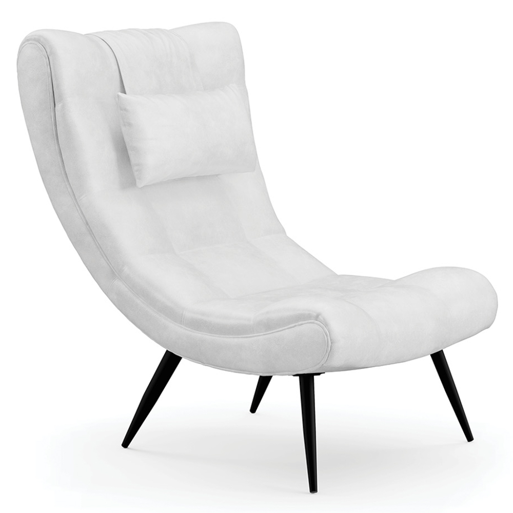 Kit 2 Poltronas Decorativas Sala de Estar com Almofada e Pés Palito Lord Sintético Branco - Ibiza