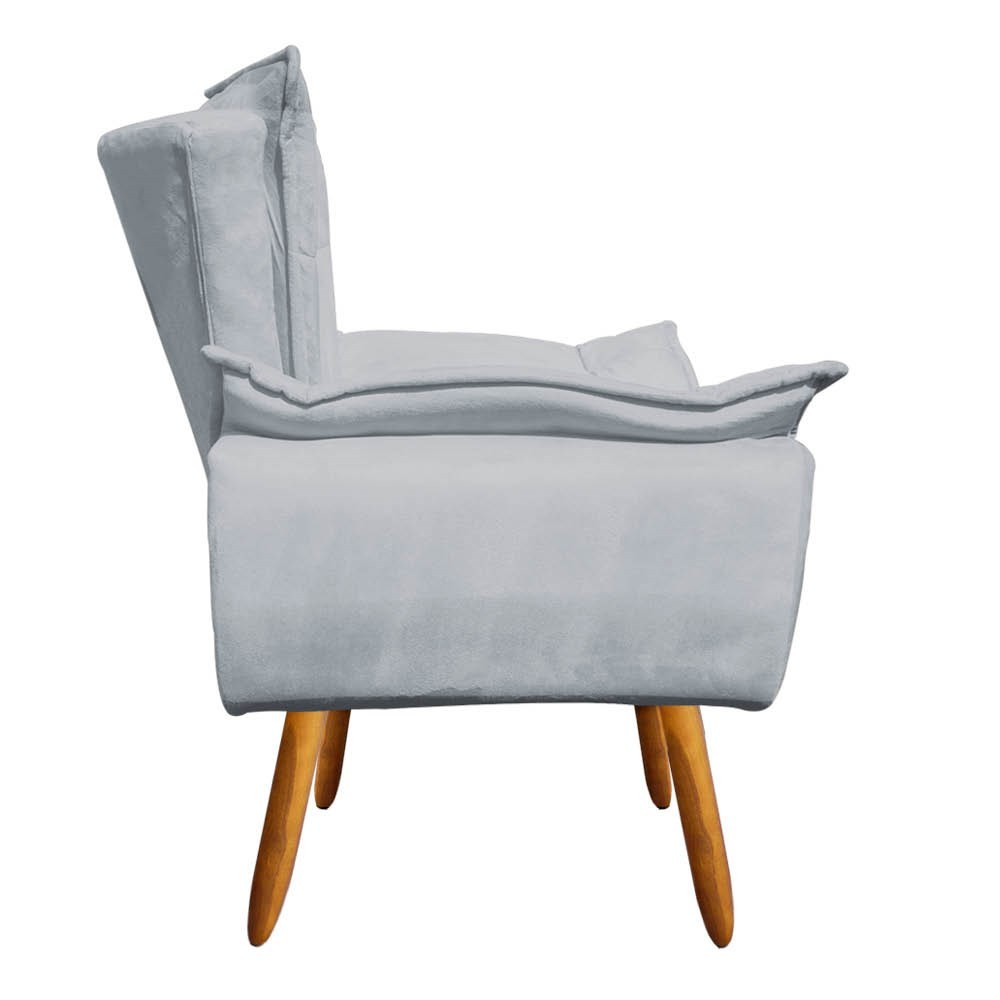 Kit 2 Poltronas Namoradeiras Pés Palito 2 Lugares Opla Suede Cinza - Ibiza