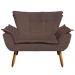 Kit 2 Poltronas Namoradeiras Pés Palito 2 Lugares Opla Suede Marrom - Ibiza
