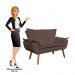 Kit 2 Poltronas Namoradeiras Pés Palito 2 Lugares Opla Suede Marrom - Ibiza