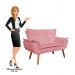 Kit 2 Poltronas Namoradeiras Pés Palito 2 Lugares Opla Suede Rose - Ibiza