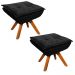 Kit 2 Puffs Decorativos Sala de Estar Giratória Giromad Opla Suede Preto - Ibiza