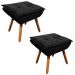 Kit 2 Puffs Decorativos Sala de Estar Pés Palito Opla Suede Preto - Ibiza