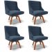 Kit 4 Cadeiras Estofadas Base Giratória de Madeira Lia Suede Azul Marinho - Ibiza