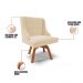 Kit 4 Cadeiras Estofadas Base Giratória de Madeira Lia Suede Bege - Ibiza