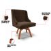 Kit 4 Cadeiras Estofadas Base Giratória de Madeira Lia Suede Marrom - Ibiza