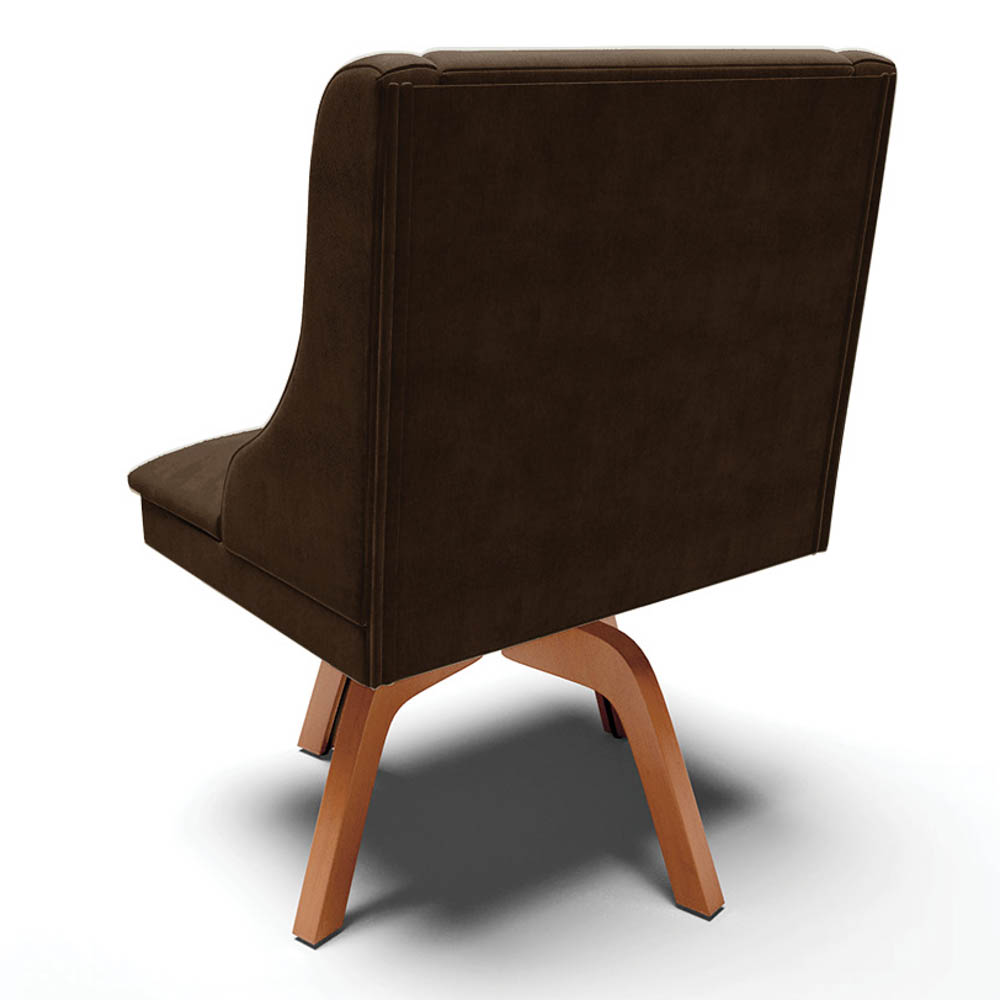 Kit 4 Cadeiras Estofadas Base Giratória de Madeira Lia Suede Marrom - Ibiza